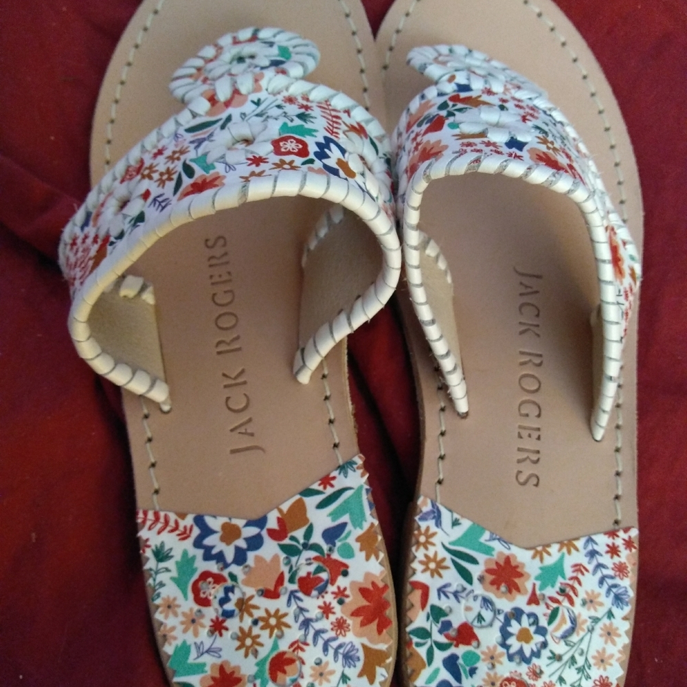 NEW Jack Rogers flowered sandals 6.5 - Picture 3 of 7